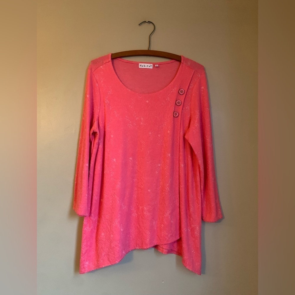 Habitat Shirt Top blouseWomen’s Size S3/4 Sleeve Tunic plaid Art Wear lagenlook